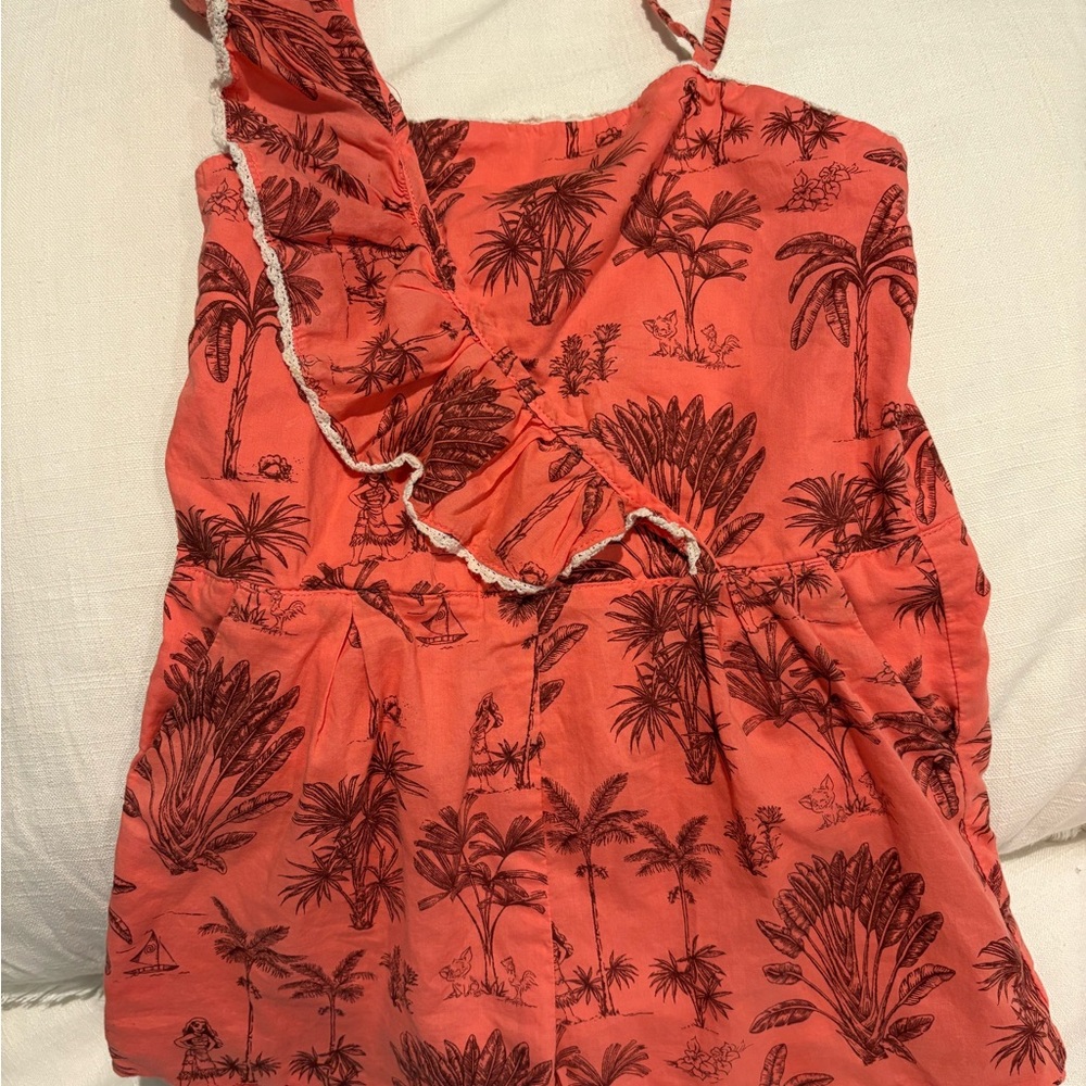 Janie and Jack Disney Moana Orange Romper